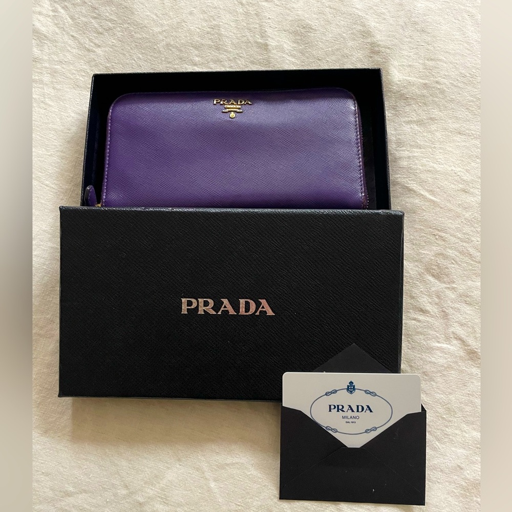$300 Prada purple continental wallet